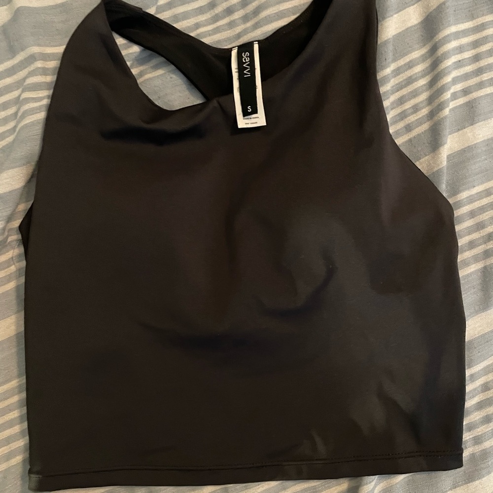 black crop workout tank top Savvi brand
